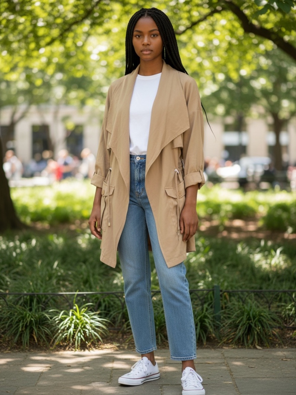 BB Dakota Lightweight Tan Utility Trench Coat